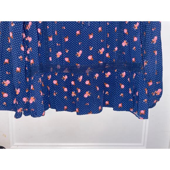 Matilda Jane size XL Floral Polka Dot Ruffle Trim Long Sleeve Peplum Blouse - Picture 6 of 11